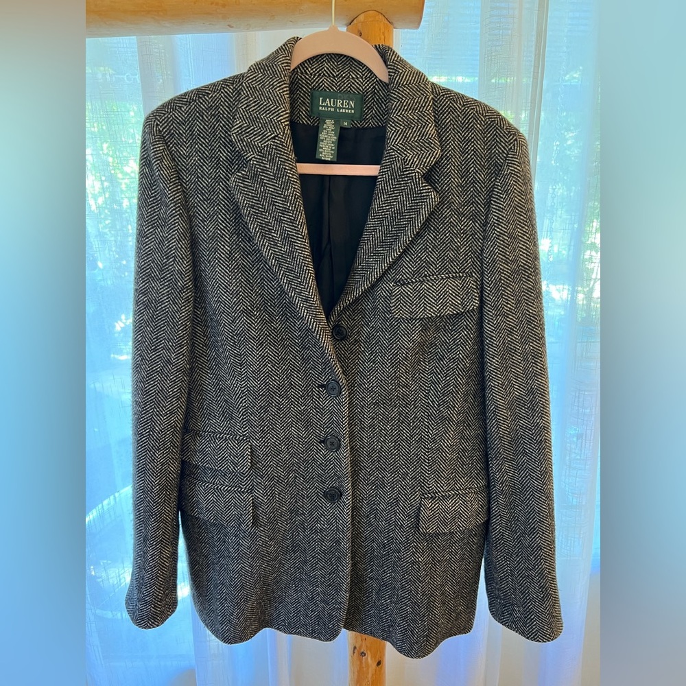 Ralph Lauren Wool Blend Herringbone Blazer